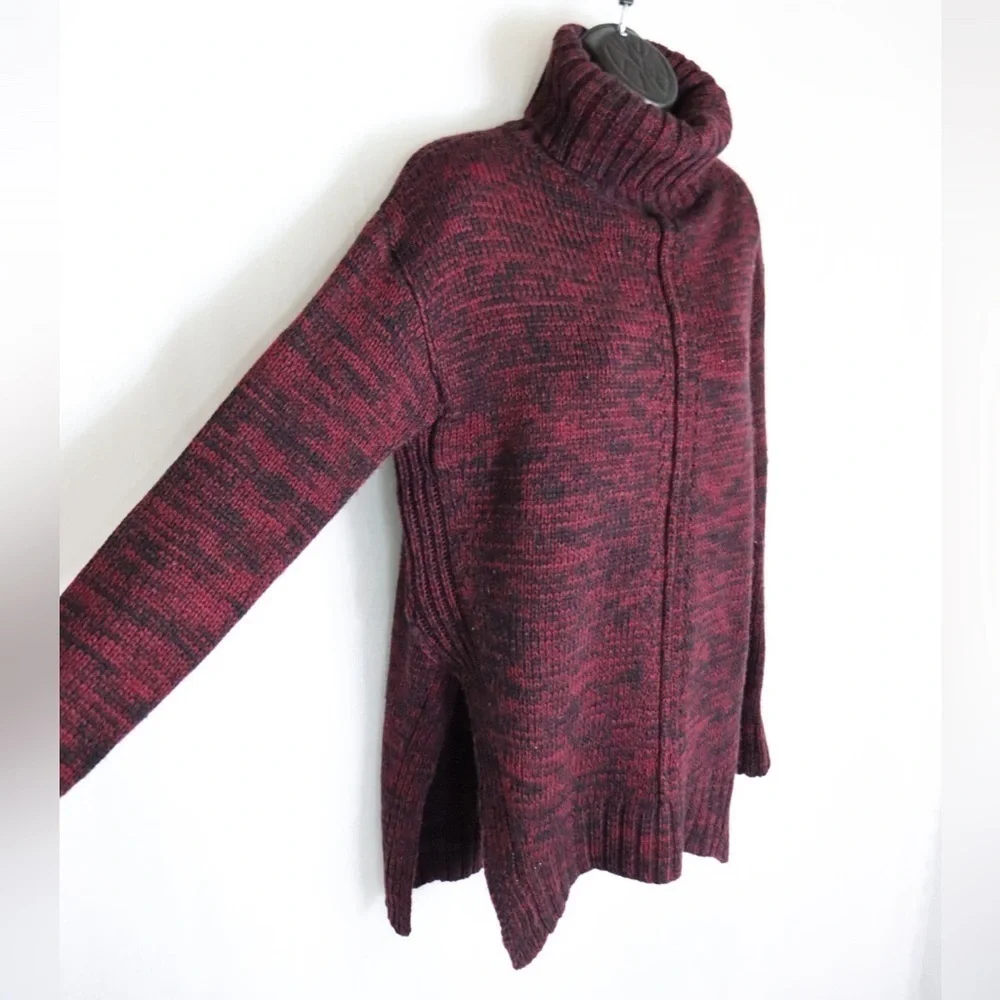 JOHN + JENN Burgundy Cable Knit Turtleneck Sweater - Picture 4 of 13